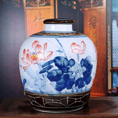 家用陶瓷制品 >景德镇陶瓷酒坛10斤20斤30斤50斤装泡酒坛子密封厂家